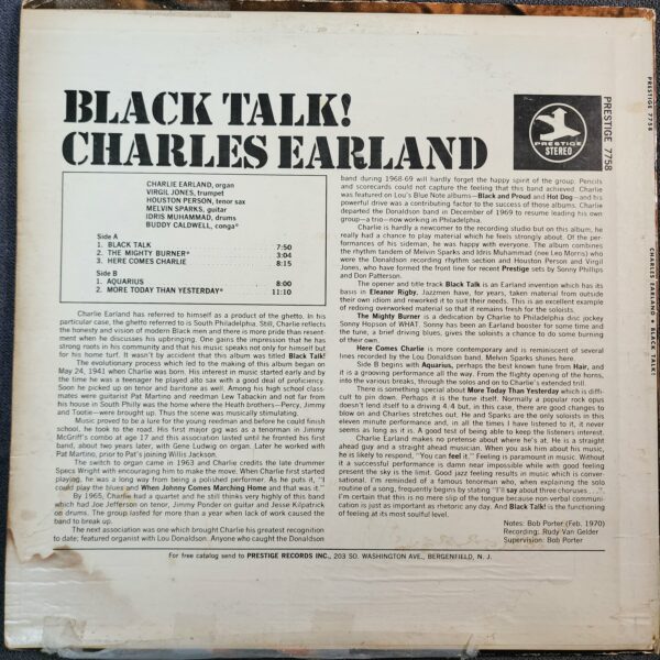Charles Earland – Black Talk! (LP, 1970) - Image 2