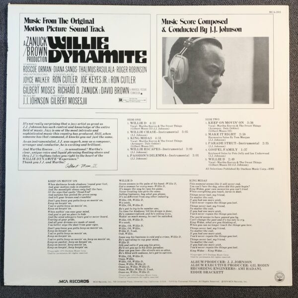 J.J. Johnson – Willie Dynamite (Music From The Original Motion Picture Soundtrack) (LP, 1974 RP) - Image 2