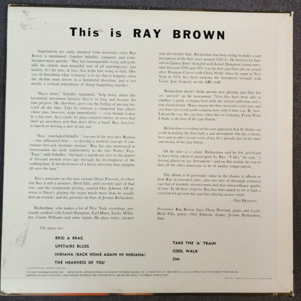 Ray Brown – This Is Ray Brown (LP, 1981 Reissue) - Image 2