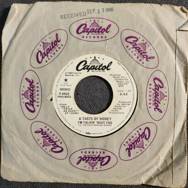 A Taste Of Honey – I'm Talkin' 'Bout You (7", 1980) - Image 2